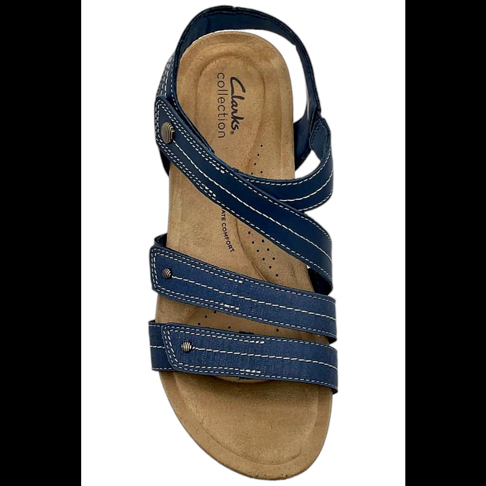 Clarks Collection Leather Wedges Calenne Clara Blue Combi - Medium - Picture 2 of 3